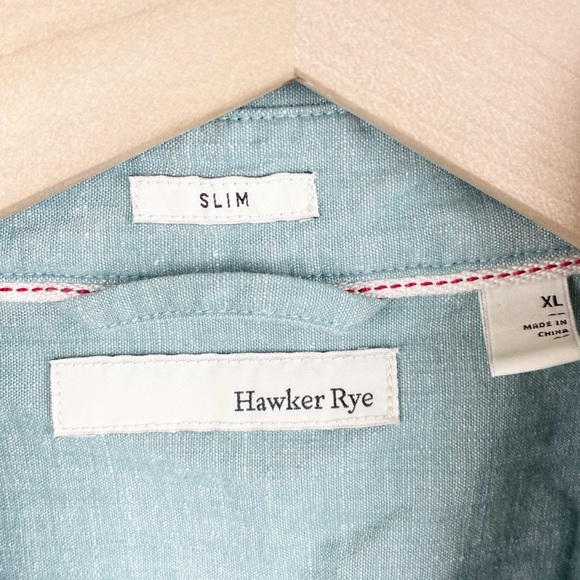 Hawker Rye Men's Light Green Chambray Button Down Shirt Slim Fit Cotton Size XL - Picture 3 of 5